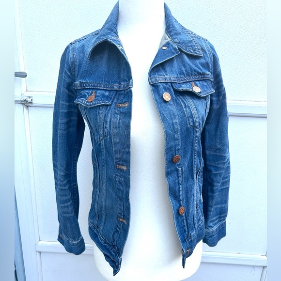 Madewell jean jacket WOMENS trucker jacket blue jean denim XS distressed - Picture 2 of 7